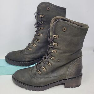 Vintage Foundry Co Fur lined convertible Milan Boots Army or Olive Green Sz 10